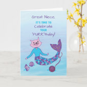 ニース誕生日素晴らしパーメイドウィズスパークリーグリッター カード (黄色い花)
