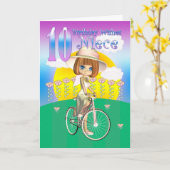 ニース10誕生日カード(自転車小さな女の子付) カード (黄色い花)