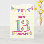 ニース13th誕生日Primroses Bunting Card カード (黄色い花)