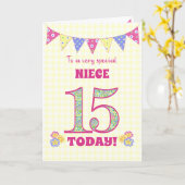 ニース15誕生日Primroses Bunting Card用 カード (黄色い花)