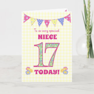 ニース17誕生日PrimrosesとBunting Card用 カード