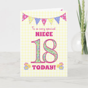 ニース18誕生日PrimrosesとBunting Card用 カード