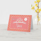 ニース21歳の誕生日と王冠と金ゴールドルックドット カード (黄色い花)