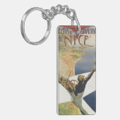 ニース・フランス上空のヴィンテージ旅行ポスター キーホルダー (正面左)