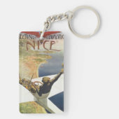 ニース・フランス上空のヴィンテージ旅行ポスター キーホルダー (裏面)