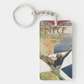 ニース・フランス上空のヴィンテージ旅行ポスター キーホルダー (正面)