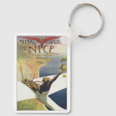 ニース・フランス上空のヴィンテージ旅行ポスター キーホルダー (裏面)