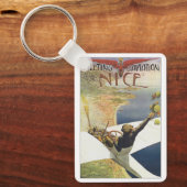 ニース・フランス上空のヴィンテージ旅行ポスター キーホルダー (正面)