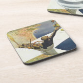 ニース・フランス上空のヴィンテージ旅行ポスター コースター (左側)