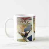 ニース・フランス上空のヴィンテージ旅行ポスター コーヒーマグカップ (左)