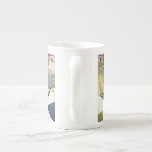 ニース・フランス上空のヴィンテージ旅行ポスター ボーンチャイナマグカップ (裏面)