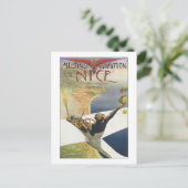 ニース・フランス上空のヴィンテージ旅行ポスター ポストカード (スタンド正面)