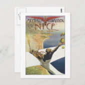 ニース・フランス上空のヴィンテージ旅行ポスター ポストカード (正面/裏面)
