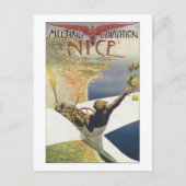 ニース・フランス上空のヴィンテージ旅行ポスター ポストカード (正面)