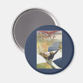 ニース・フランス上空のヴィンテージ旅行ポスター マグネット (正面/裏面)