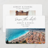 ニース フランス 結婚式 ウェディング 旅行先 保存日通知 招待状 (正面/裏面)