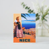 ニース、女性はrivieraを見フランスのている、ヴィンテージ ポストカード (スタンド正面)