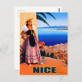 ニース、女性はrivieraを見フランスのている、ヴィンテージ ポストカード (正面/裏面)