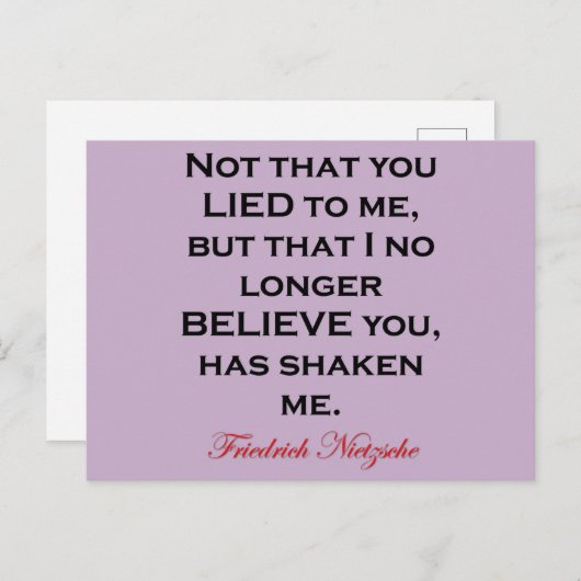 ニーチェあなたが私に嘘をついたのではない引用文 ポストカード (正面/裏面)