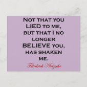 ニーチェあなたが私に嘘をついたのではない引用文 ポストカード (正面)