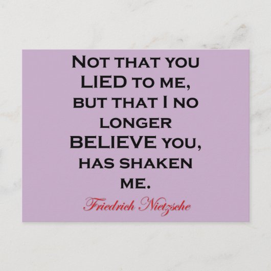 ニーチェあなたが私に嘘をついたのではない引用文 ポストカード (正面)