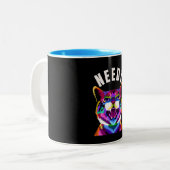 ニードイ…猫の多くの気分を探索する ツートーンマグカップ (正面左)