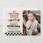 ニードフォースピード レーシングカー 男の子 4歳 誕生日パーティー 招待状 (正面)