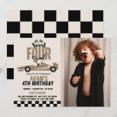 ニードフォースピード レースカー 男の子 4歳 誕生日 写真 招待状 (正面/裏面)