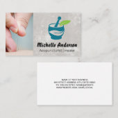 ニードルからスキンへのクローズアップ | ホリスティック癒しロゴ 名刺 (正面/裏面)