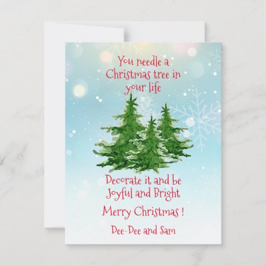 ニードルアクリスマスツリーフラットホリデーカード シーズンカード (正面)