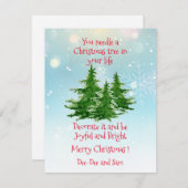 ニードルアクリスマスツリーフラットホリデーカード シーズンカード (正面/裏面)