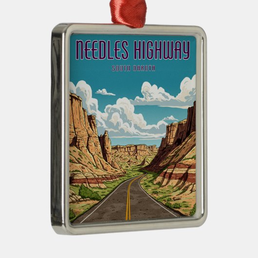 ニードルハイウェイサウスダコタの風景 メタルオーナメント (右)