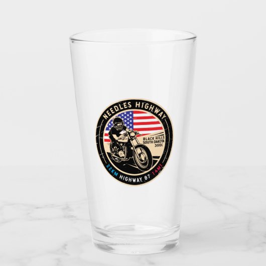 ニードルハイウェイサウスダコタバイク タンブラーグラス (正面)