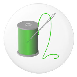 ニードル付き緑の糸裁縫ルームのデコ セラミックノブ