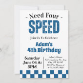 ニード・フォー・スピード・ボーイ 4歳の誕生日パーティー 招待状 (正面)