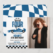 ニード・フォー・スピード レーシングカー 男の子 4歳 誕生日フォト 招待状 (正面/裏面)