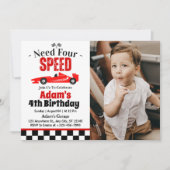 ニード・フォー・スピード レースカー 男の子 4歳 誕生日パーティー 招待状 (正面)