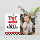 ニード・フォー・スピード レースカー 男の子 4歳 誕生日パーティー 招待状 (スタンド正面)