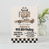 ニード・フォー・スピード レースカー 男の子 4歳 誕生日パーティー 招待状 (スタンド正面)