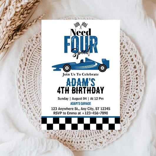 ニード・フォー・スピード レースカー 男の子 4歳 誕生日パーティー 招待状