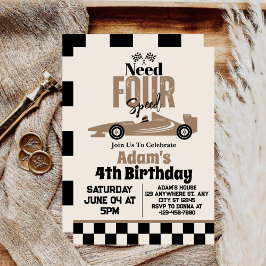 ニード・フォー・スピード レースカー 男の子 4歳 誕生日パーティー 招待状