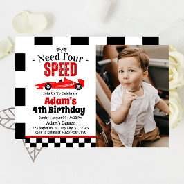 ニード・フォー・スピード レースカー 男の子 4歳 誕生日パーティー 招待状