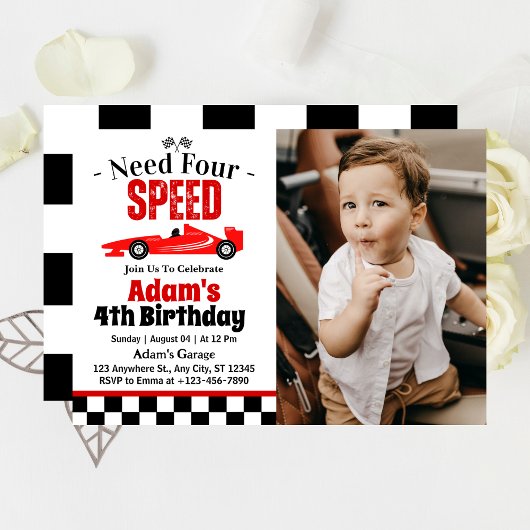 ニード・フォー・スピード レースカー 男の子 4歳 誕生日パーティー 招待状