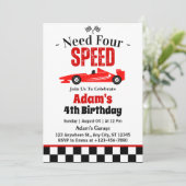 ニード・フォー・スピード レースカー 男の子 4歳 誕生日パーティー 招待状 (スタンド正面)