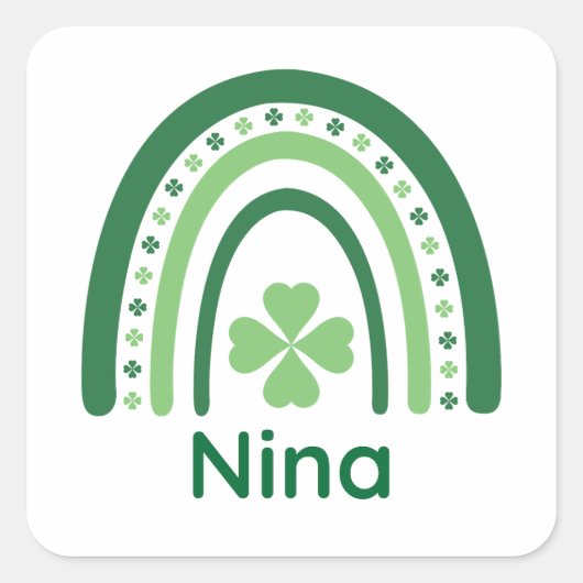 ニーナネームクローバーボホーレインボー スクエアシール (正面)