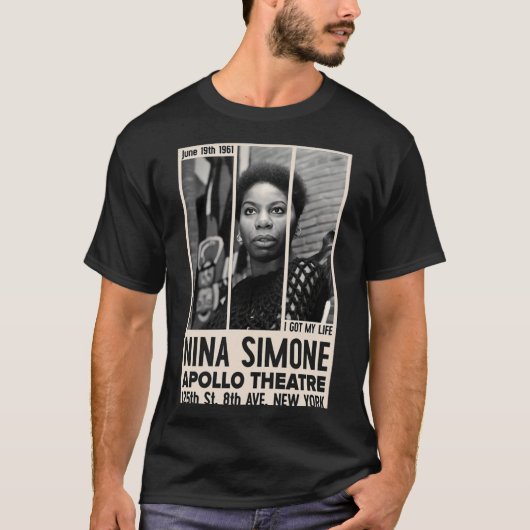 ニーナ・ジャズコンサートポスター ガール Tシャツ (正面)