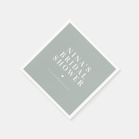 ニーナ ミニマリスト ボヘミアンスタイル サーグリーン ブライダルシャワー スタンダードカクテルナプキン (角)