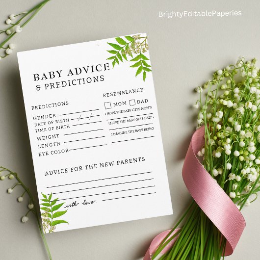 ニーム花ベビーアドバイスへ来る親 ノートカード