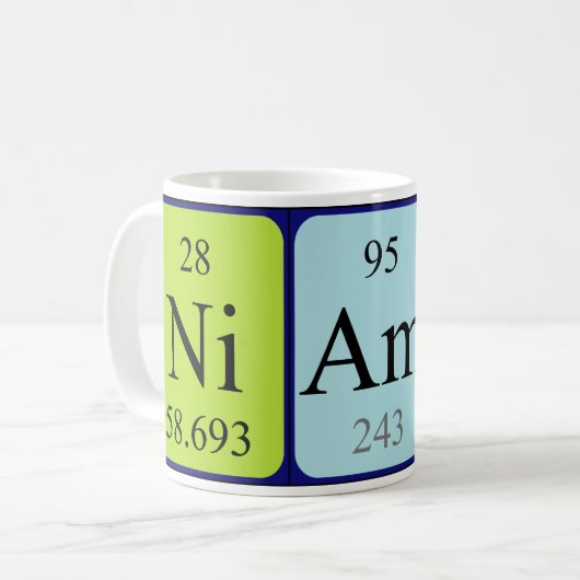 ニーヴの周期表の名前のマグ コーヒーマグカップ (正面左)