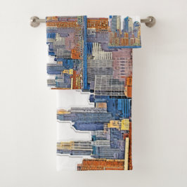 ニ威厳のあるューヨークシティスカイラインの芸術的眺め バスタオルセット